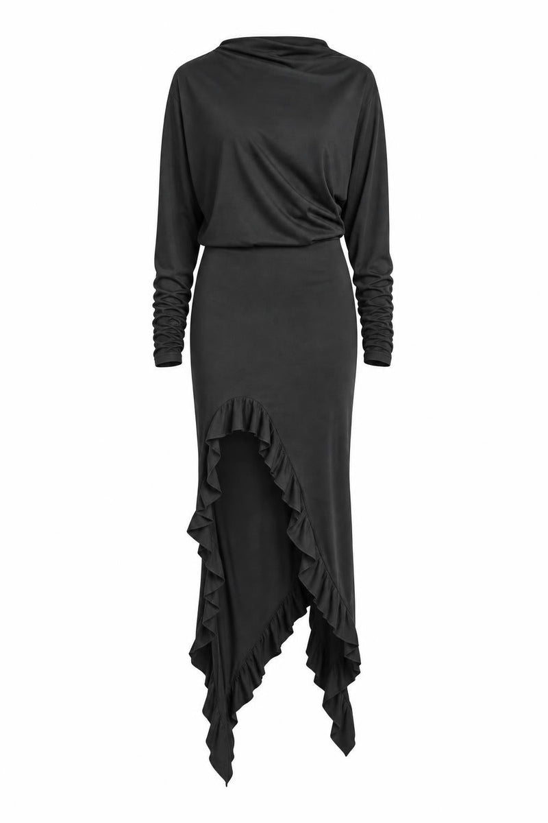 Backless Ruffle Hem Dress