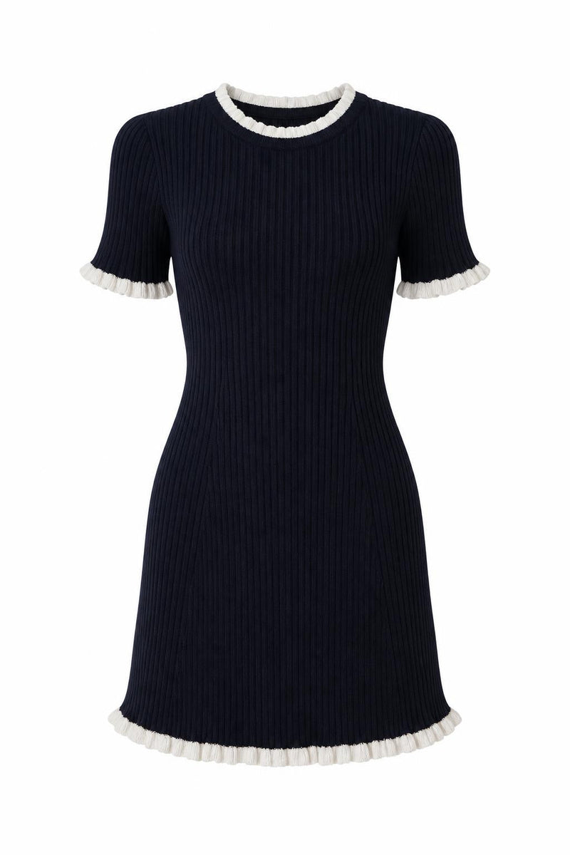 Ruffled Sweater Knit Mini Dress